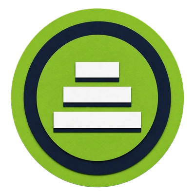 Layered green paper medallion with three stacked paper layers